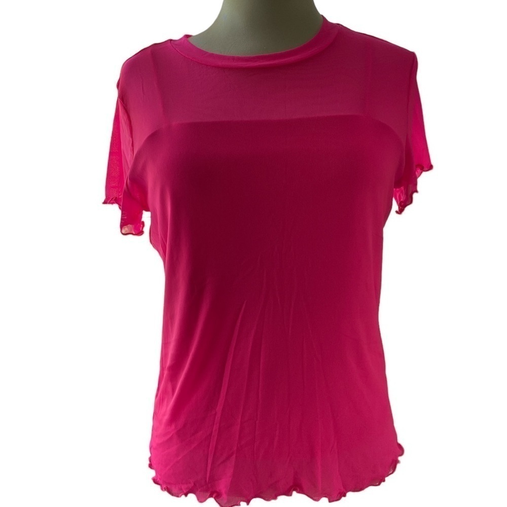 No Boundaries 2 pc shirt/tank set sheer top scalloped hemlines size large